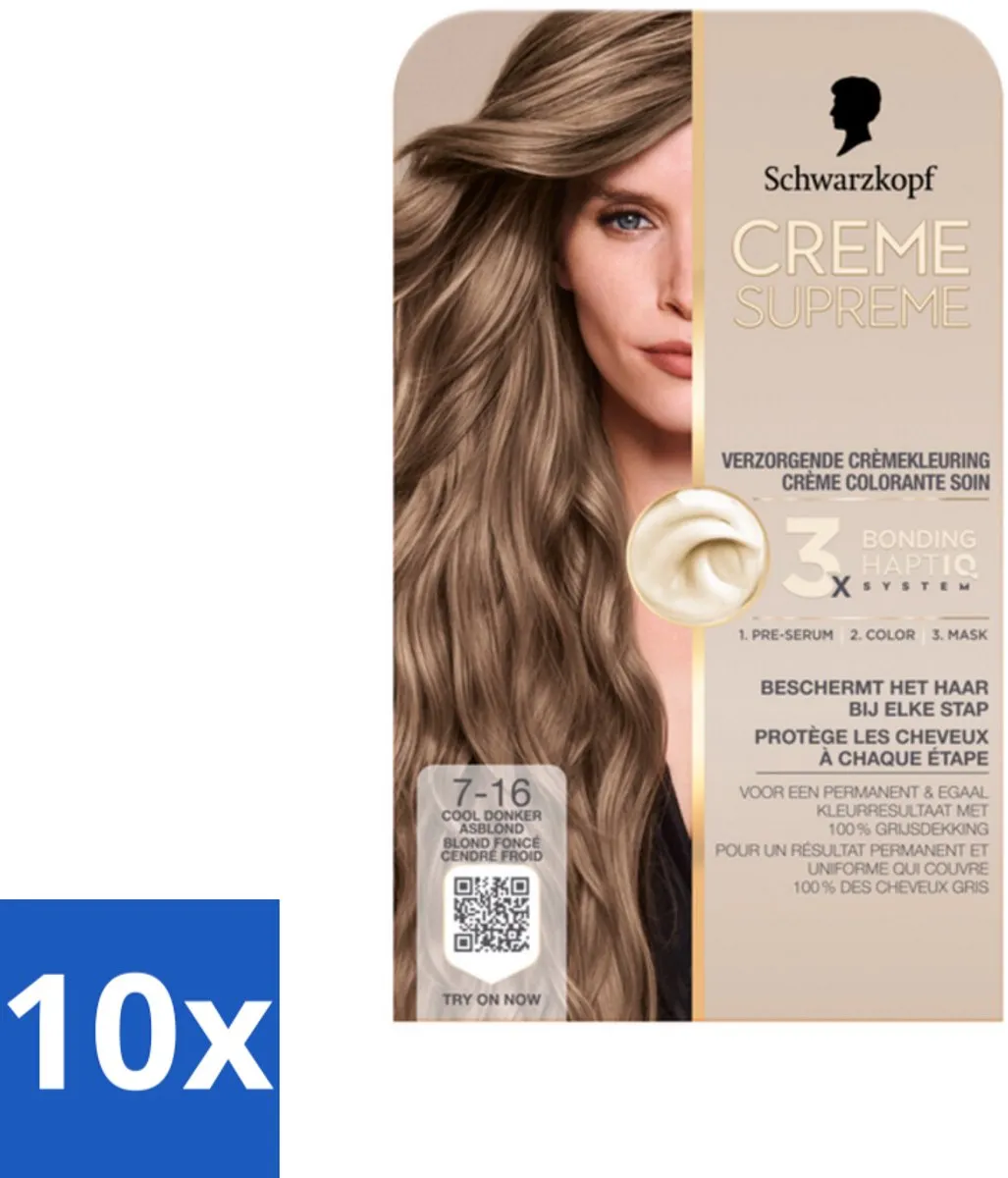 Schwarzkopf Creme Supreme 7-16 Cool Donker Asblond Haarverf