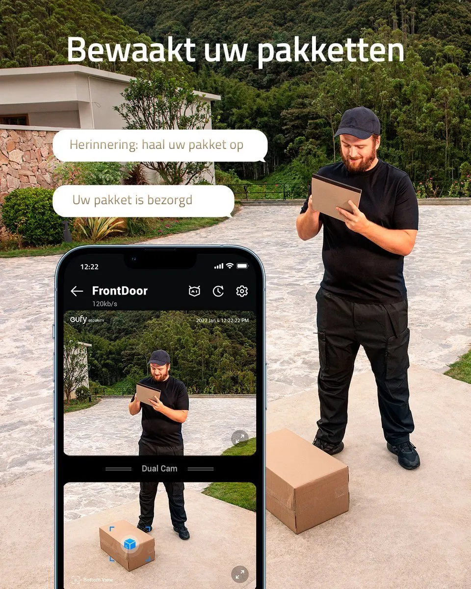 Eufy eufyCam 2 Pro + Video Doorbell Dual S330 Bundel - 3 Stuks