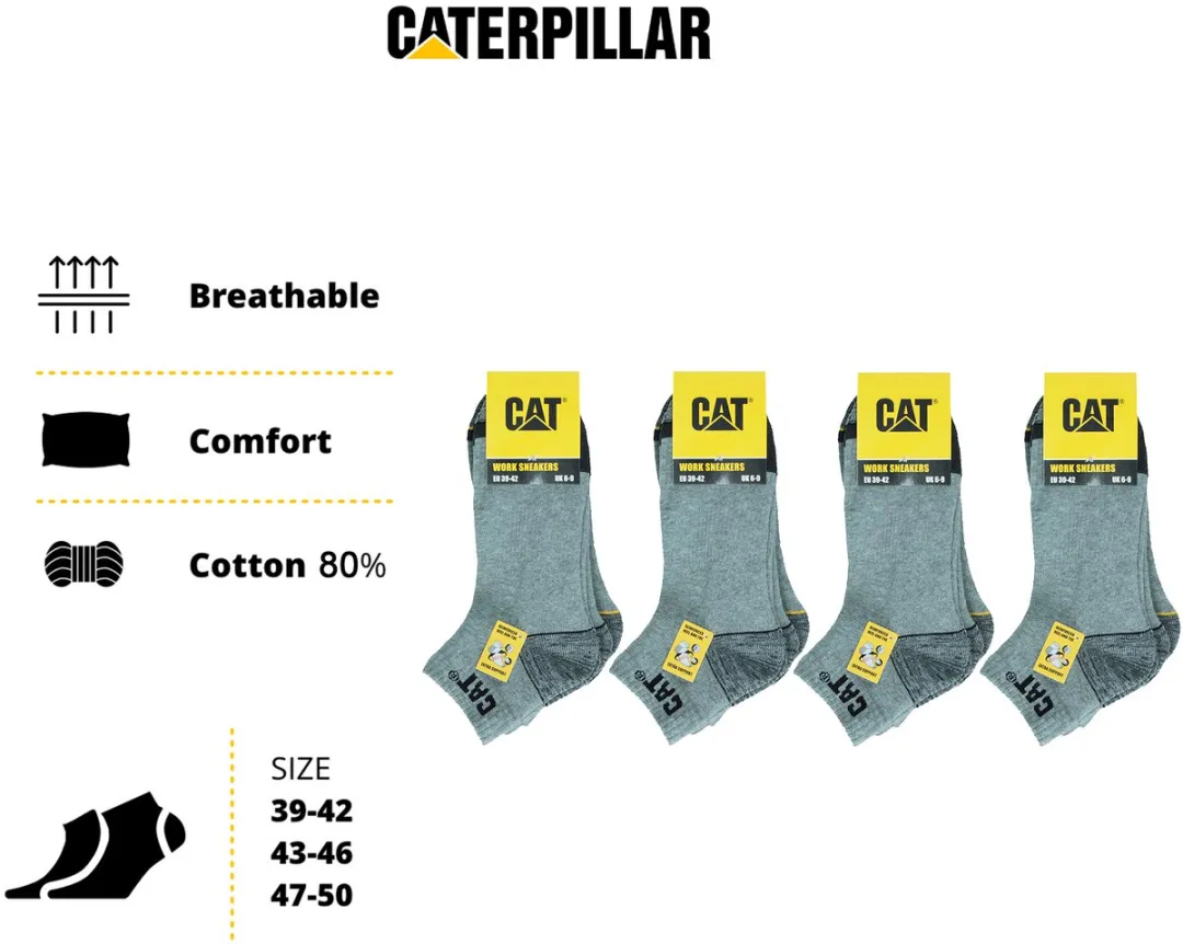 Caterpillar Korte Werksokken Heren 12 Paar - Lichtgrijs