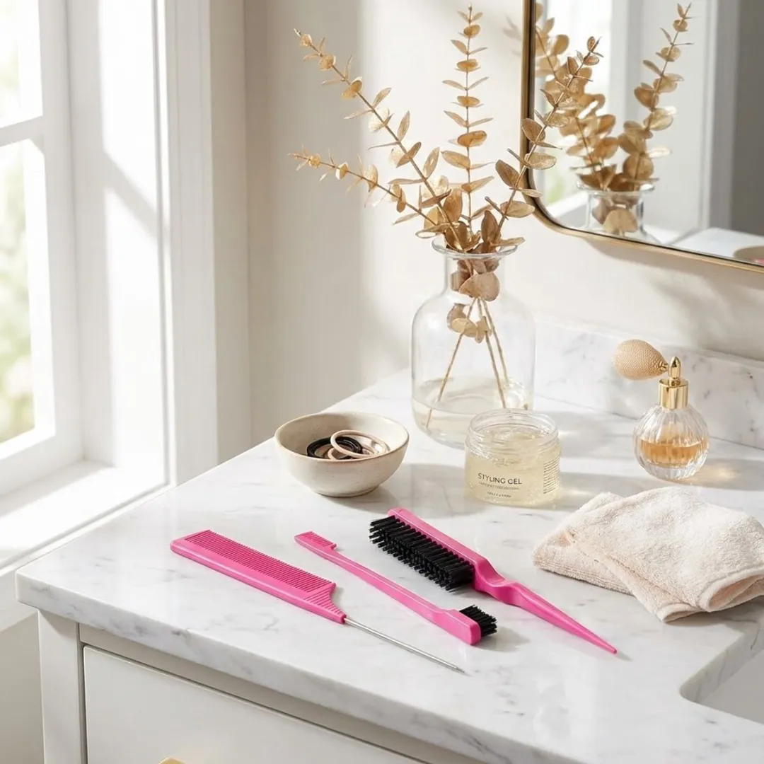 NuveX Roze Haar Kammenset 3-delig - Puntstaart & Edge Brush