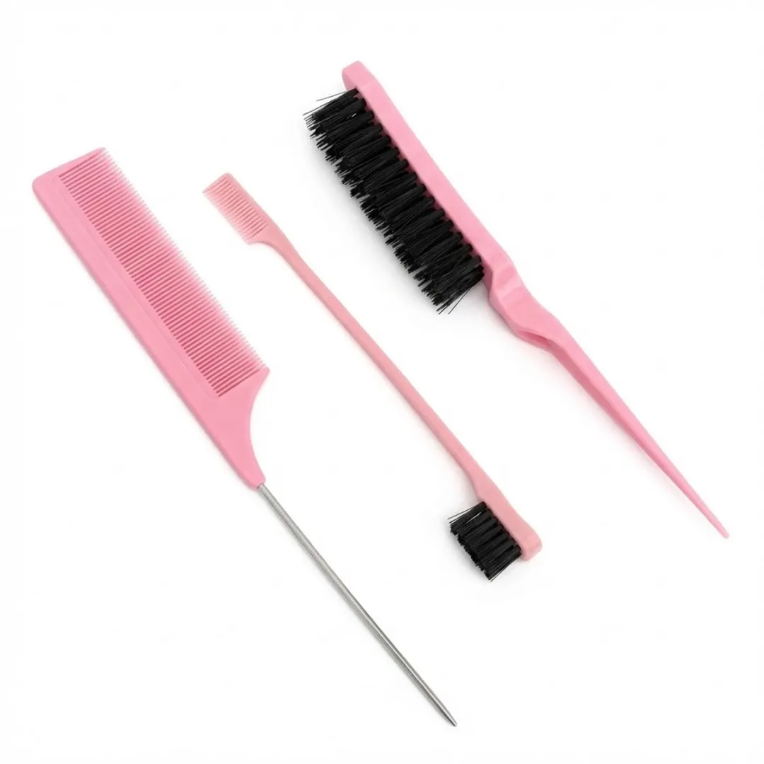 NuveX Roze Haar Kammenset 3-delig - Puntstaart & Edge Brush