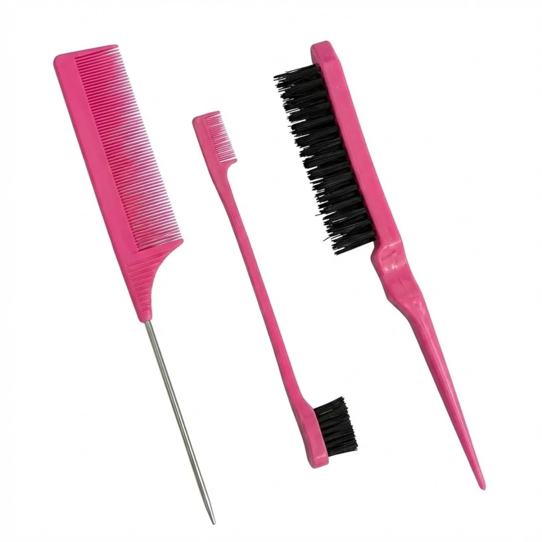 NuveX Roze Haar Kammenset 3-delig - Puntstaart & Edge Brush