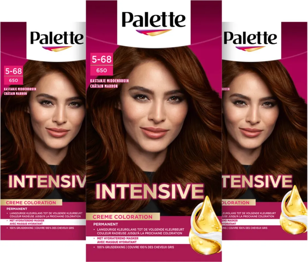 Schwarzkopf Poly Palette Haarverf 650 Kastanje Middenbruin - 3x115ml