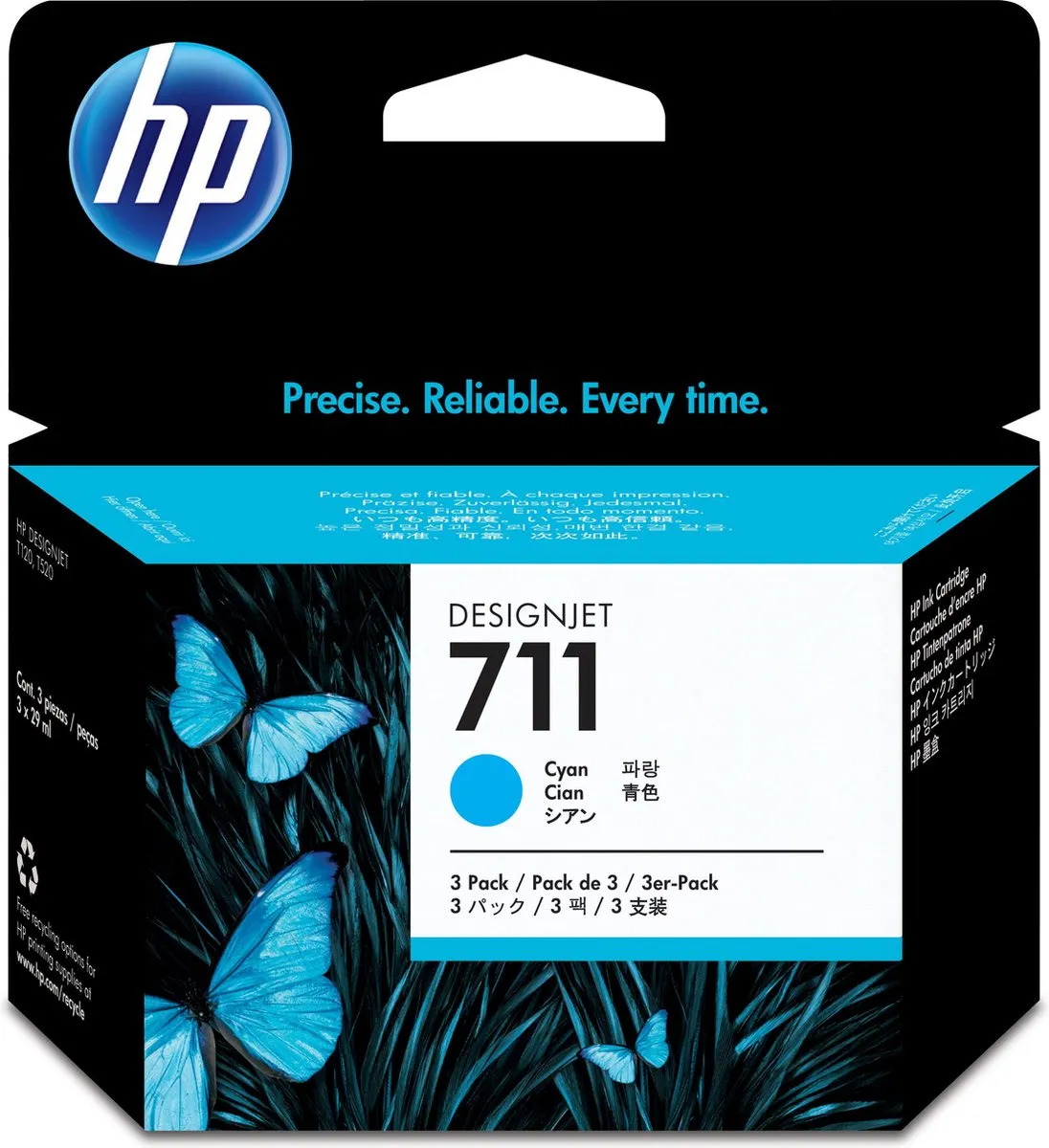 HP 711 Cyan CZ134A Inktcartridge - 1000 Pagina's