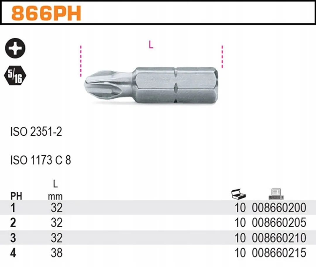 Beta Schroefbit PH3 5/16" 32mm - afbeelding 2 van 2