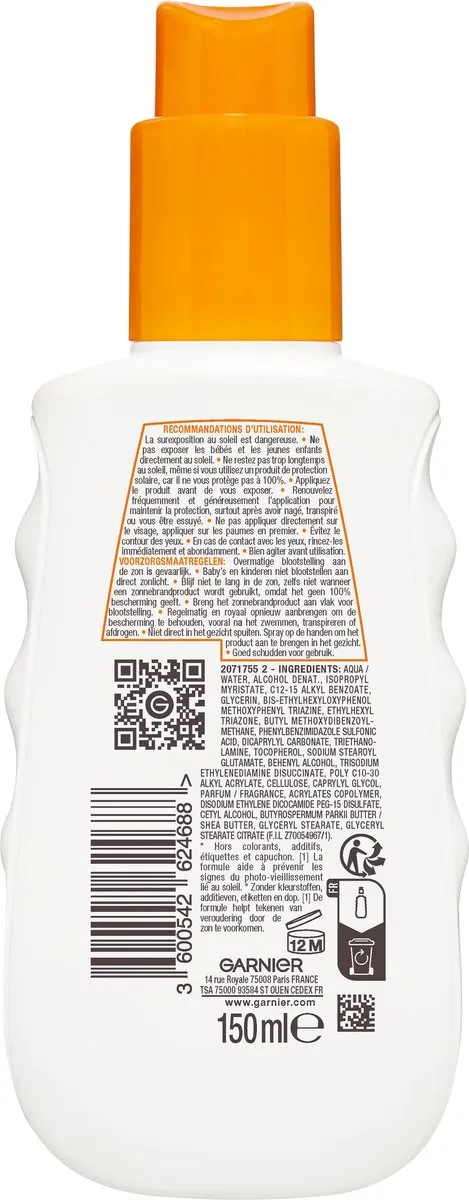 Garnier Ambre Solaire Hydra 24H Zonnebrandspray SPF50 150ml