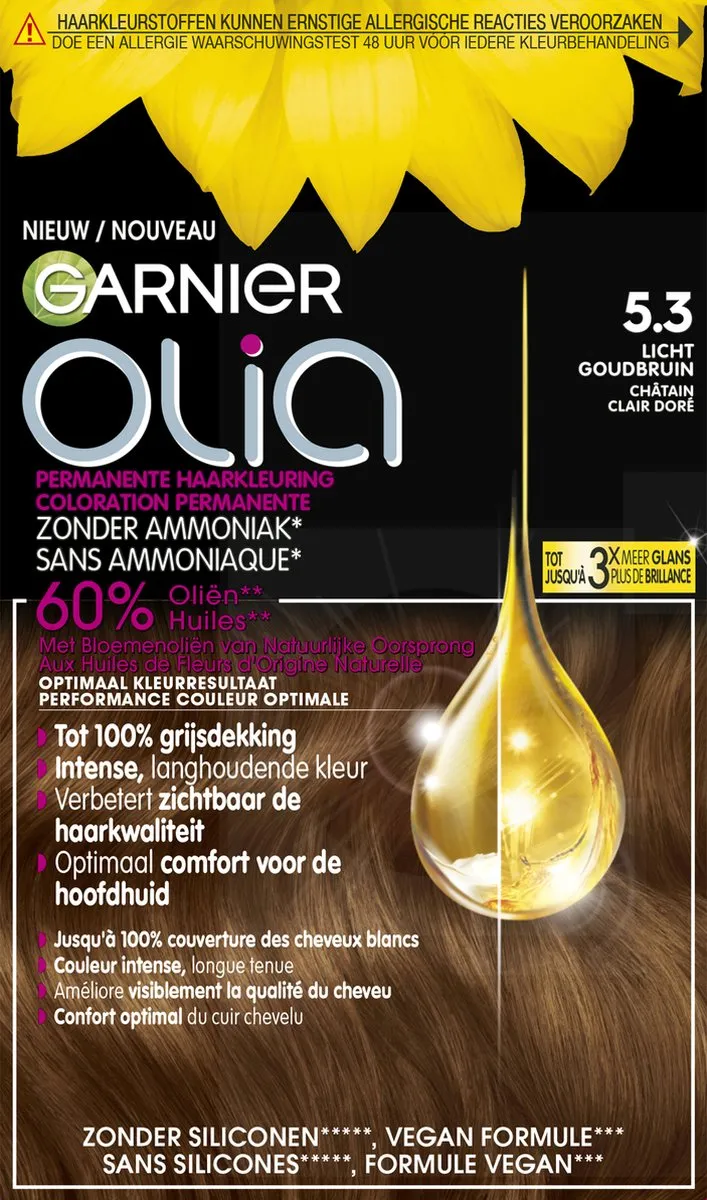 Garnier Olia Haarkleuring 5.3 Licht Goudbruin 986ml