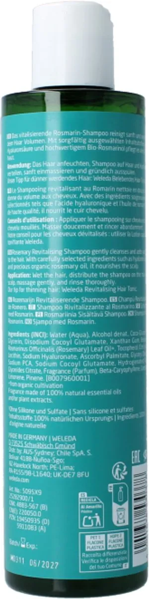 Weleda Rozemarijn Revitaliserende Shampoo 250ml - afbeelding 6 van 6