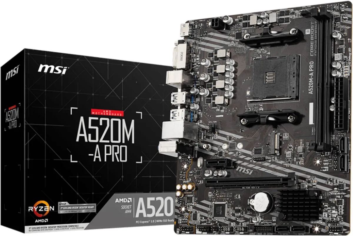 MSI A520M-A PRO Moederbord - AMD A520 AM4 Micro ATX