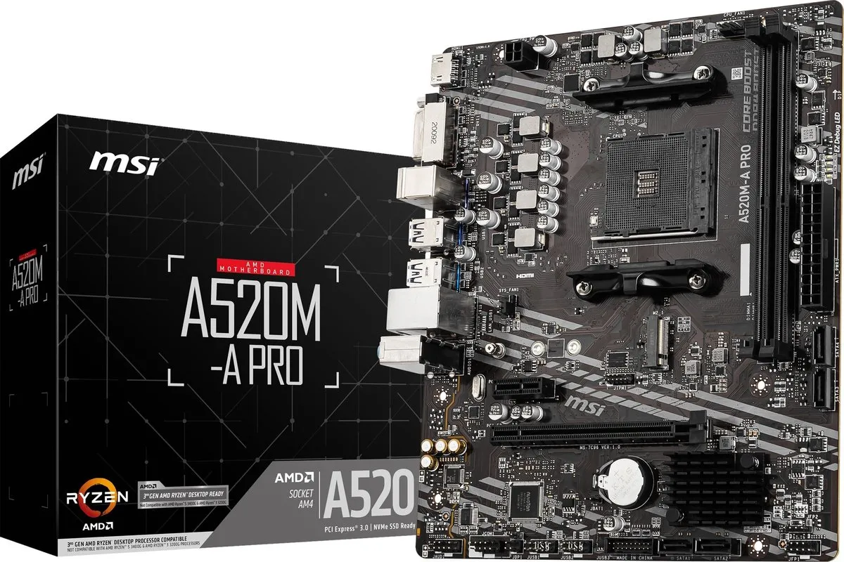 MSI A520M-A PRO Moederbord - AMD A520 AM4 Micro ATX