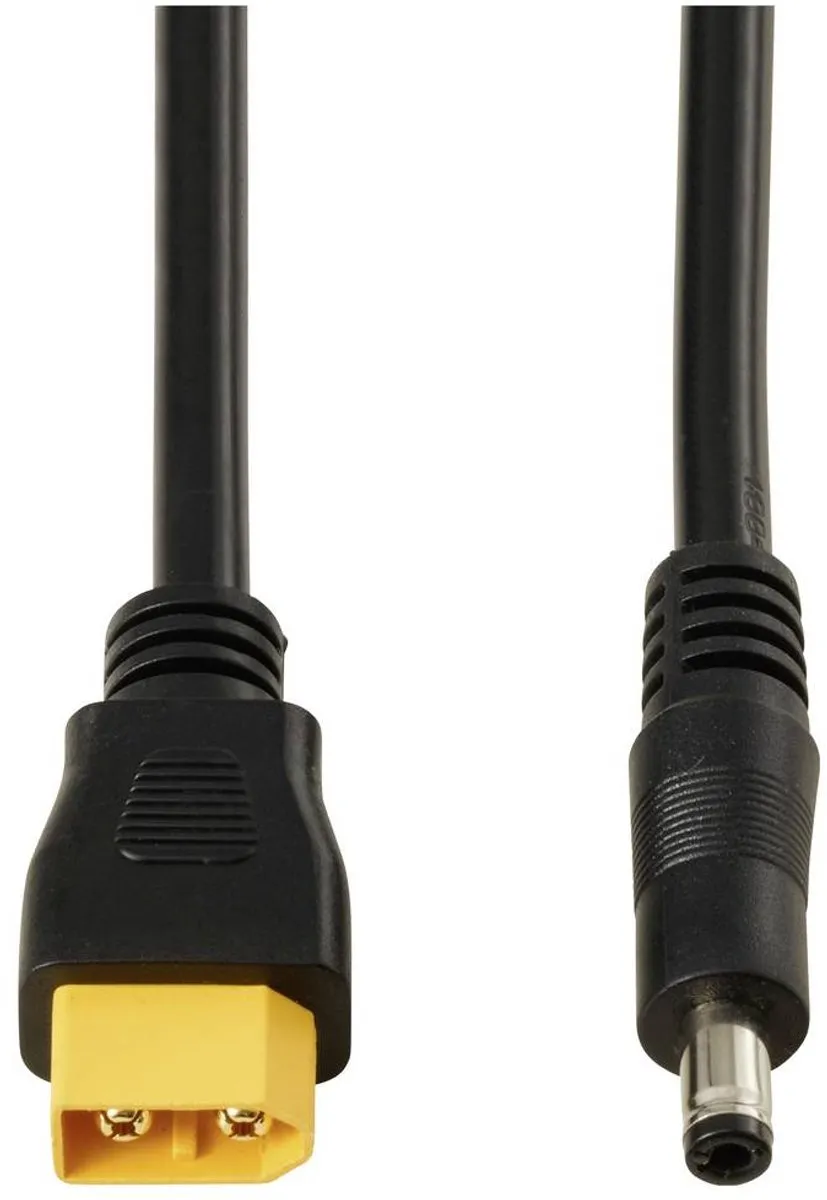 Tru Components DC-stekker 2,5/5,5mm op XT60-kabel 0,5m TC-13619296 - Zwart