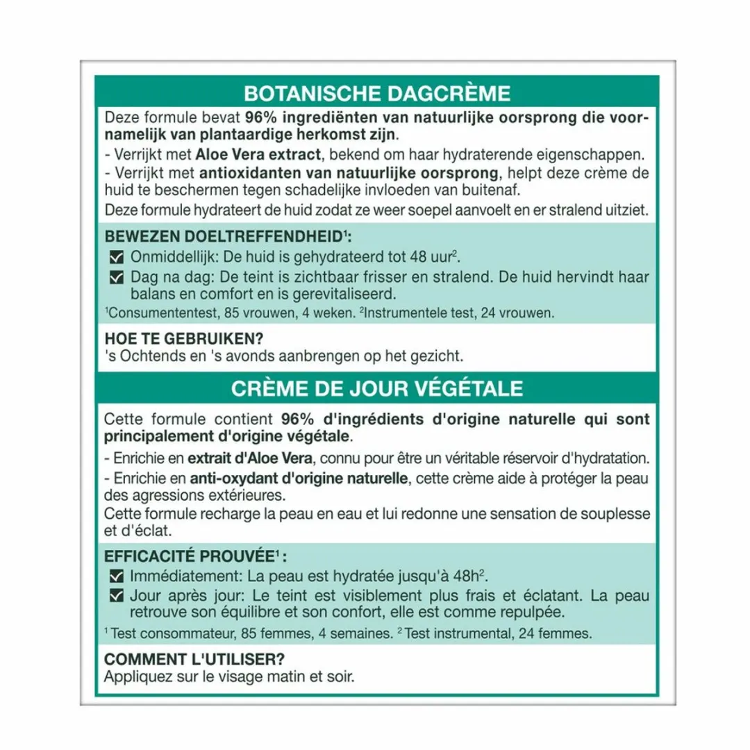 24 x Garnier - SkinActive - Botanische Dagcrème - Aloë Vera - Voor ieder Huidtype - 50 ml - Dagcrème - Aloë Vera - Natuurlijke Dagcrème - Hydraterende Dagcrème - Gevoelige Huid
