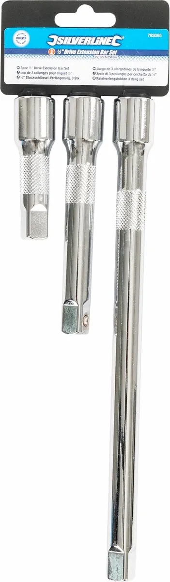 Silverline Ratelverlengstukken 3-delig 1/2" - Chroom
