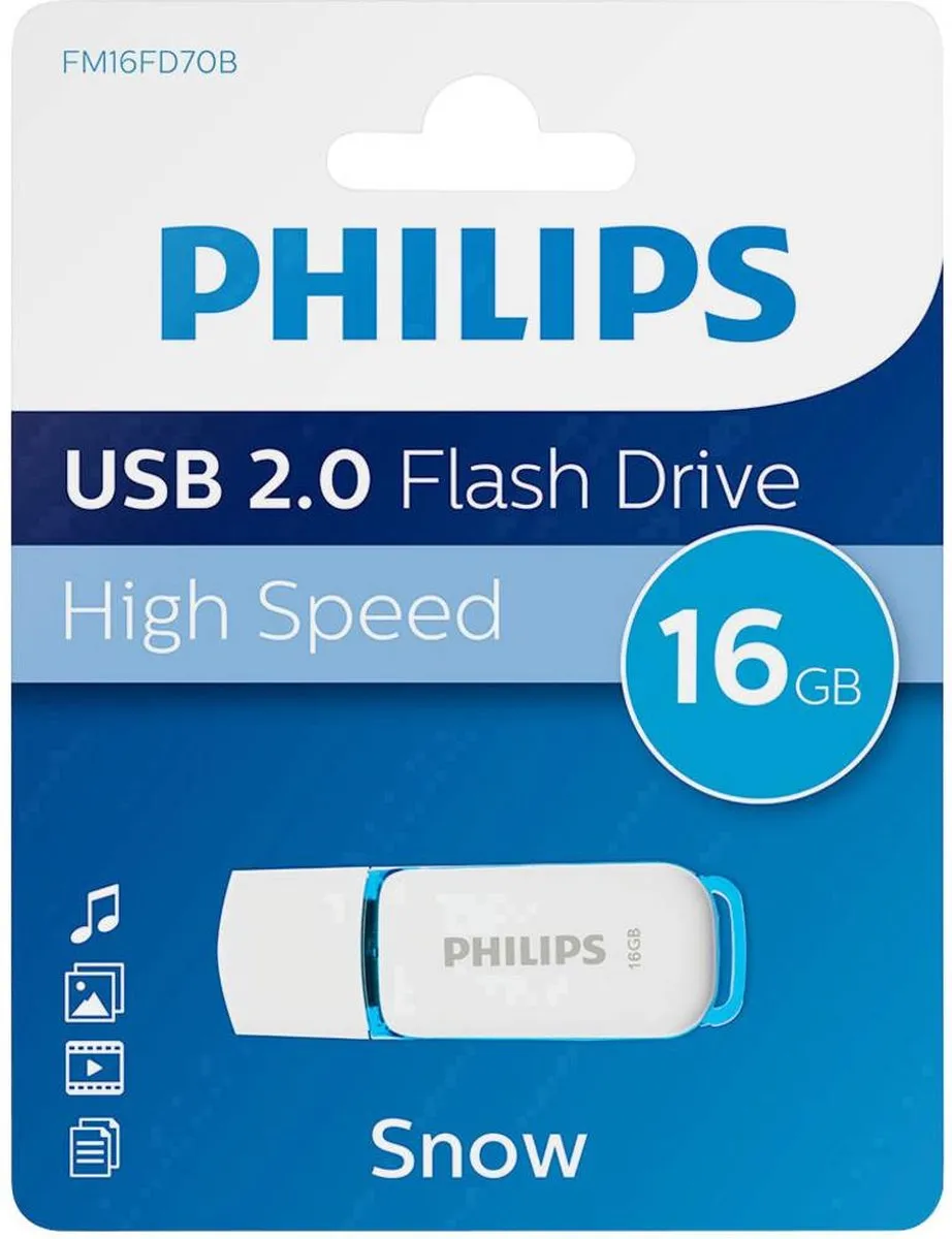 Philips FM16FD70B USB-Stick 16GB - Snow - Blauw/Wit