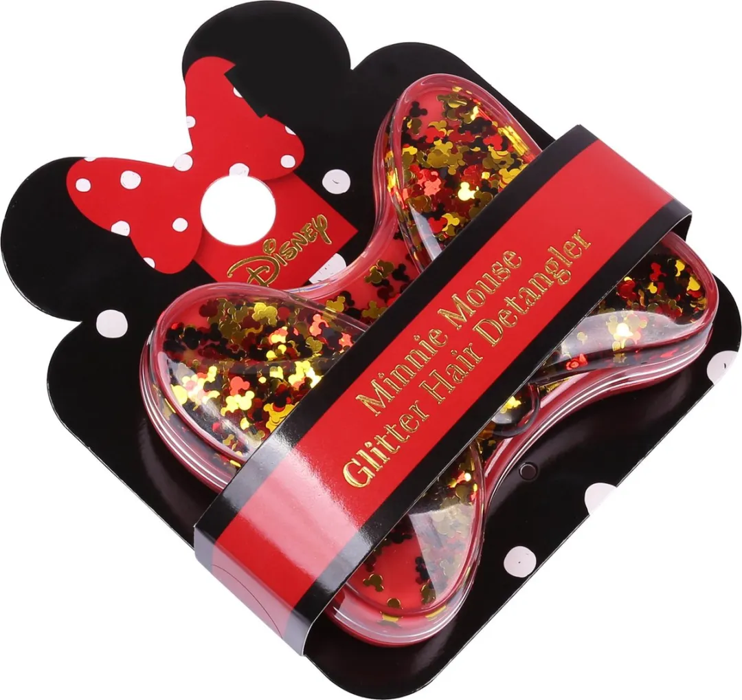 Disney Minnie Compacte Haarborstel - Glitter Rood/Zwart/Goud