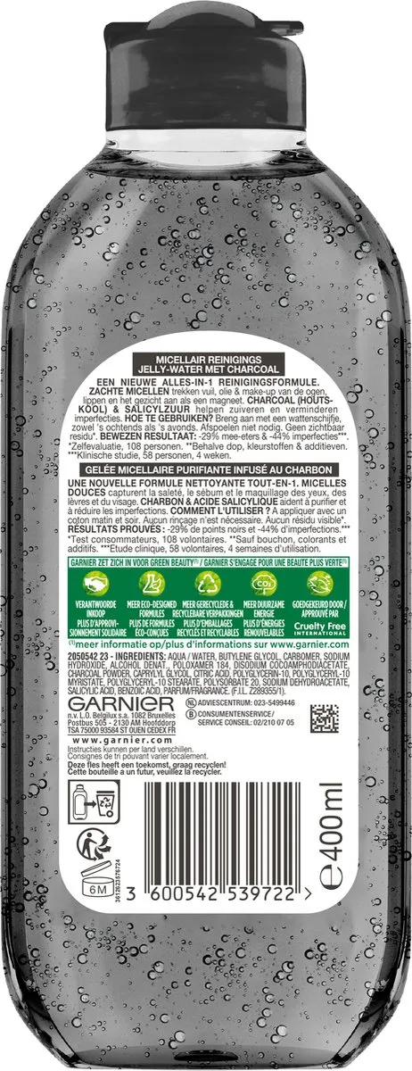 Garnier SkinActive Micellair Reinigend Jelly-water Charcoal 400ml