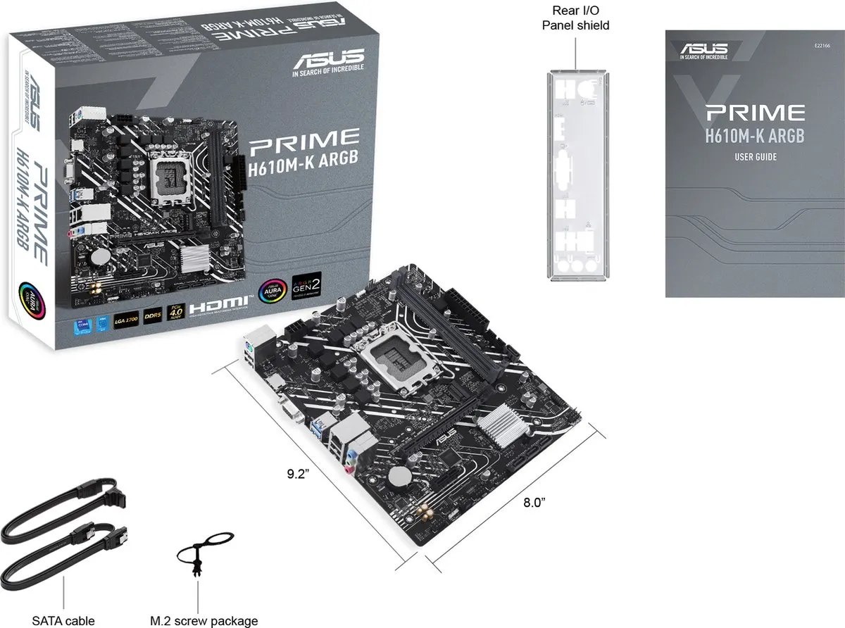 ASUS PRIME H610M-K ARGB H610 microATX - LGA1700