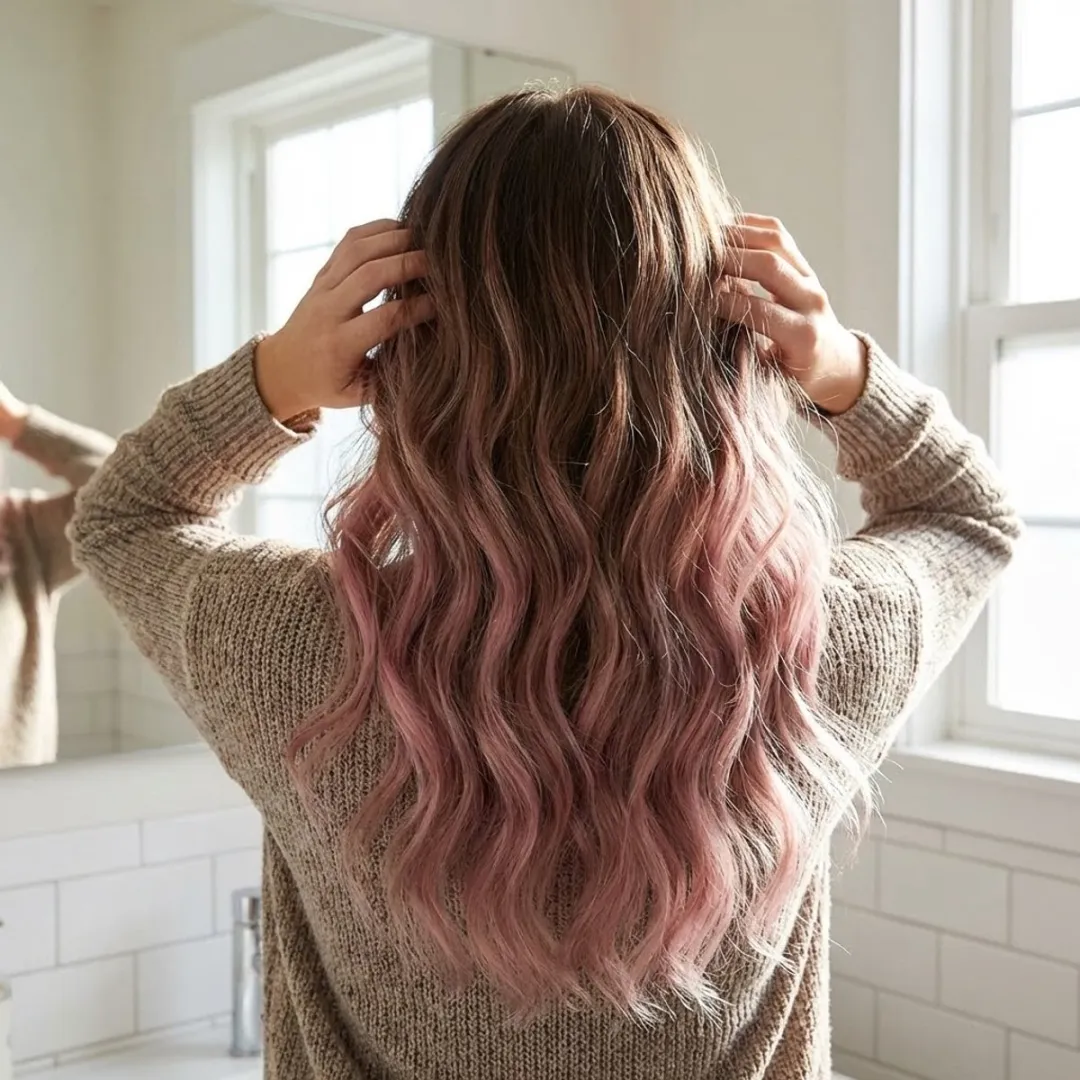 NuveX Wavy Clip Haar Extensie - Roze