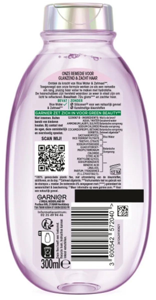 Garnier Loving Blends Rice Water Shampoo 300ml - 25 Stuks