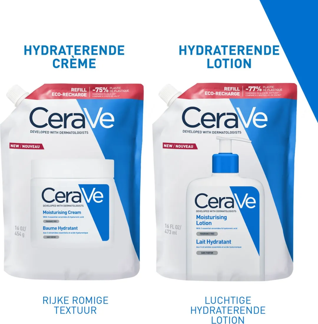 CeraVe Hydraterende Crème Navulling - voor Droge tot Zeer Droge Huid - Met Hyaluronzuur en 3 Essentiële Ceramiden - 454g