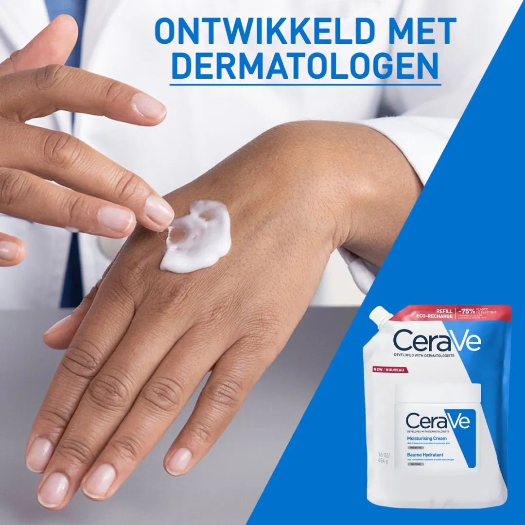 CeraVe Hydraterende Crème Navulling - voor Droge tot Zeer Droge Huid - Met Hyaluronzuur en 3 Essentiële Ceramiden - 454g