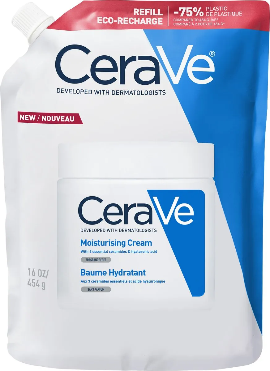 CeraVe Hydraterende Crème Navulling - voor Droge tot Zeer Droge Huid - Met Hyaluronzuur en 3 Essentiële Ceramiden - 454g
