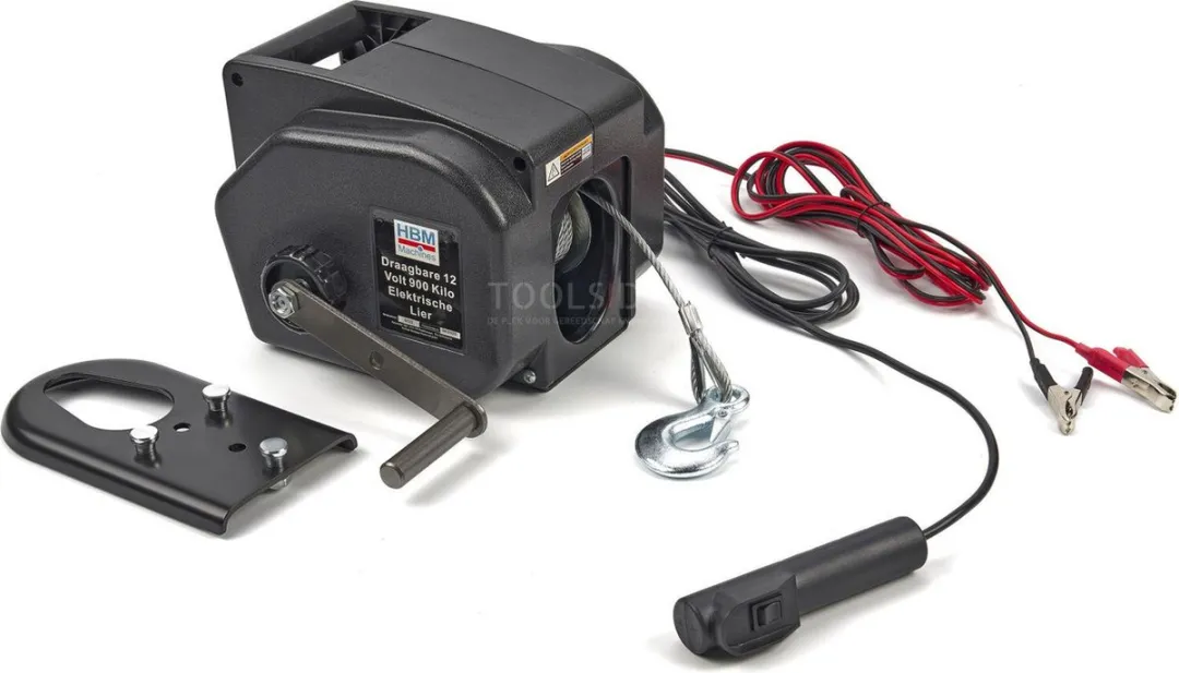 HBM Draagbare Elektrische Lier 12V 900kg - met lamp
