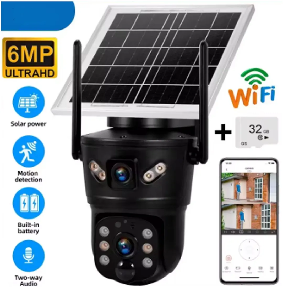 RedParrot Solar WiFi PTZ Camera Zwart - 6MP