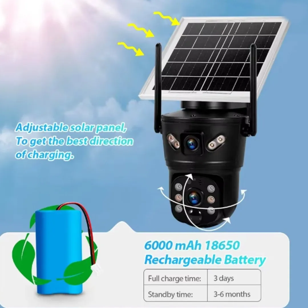 RedParrot Solar WiFi PTZ Camera Zwart - 6MP