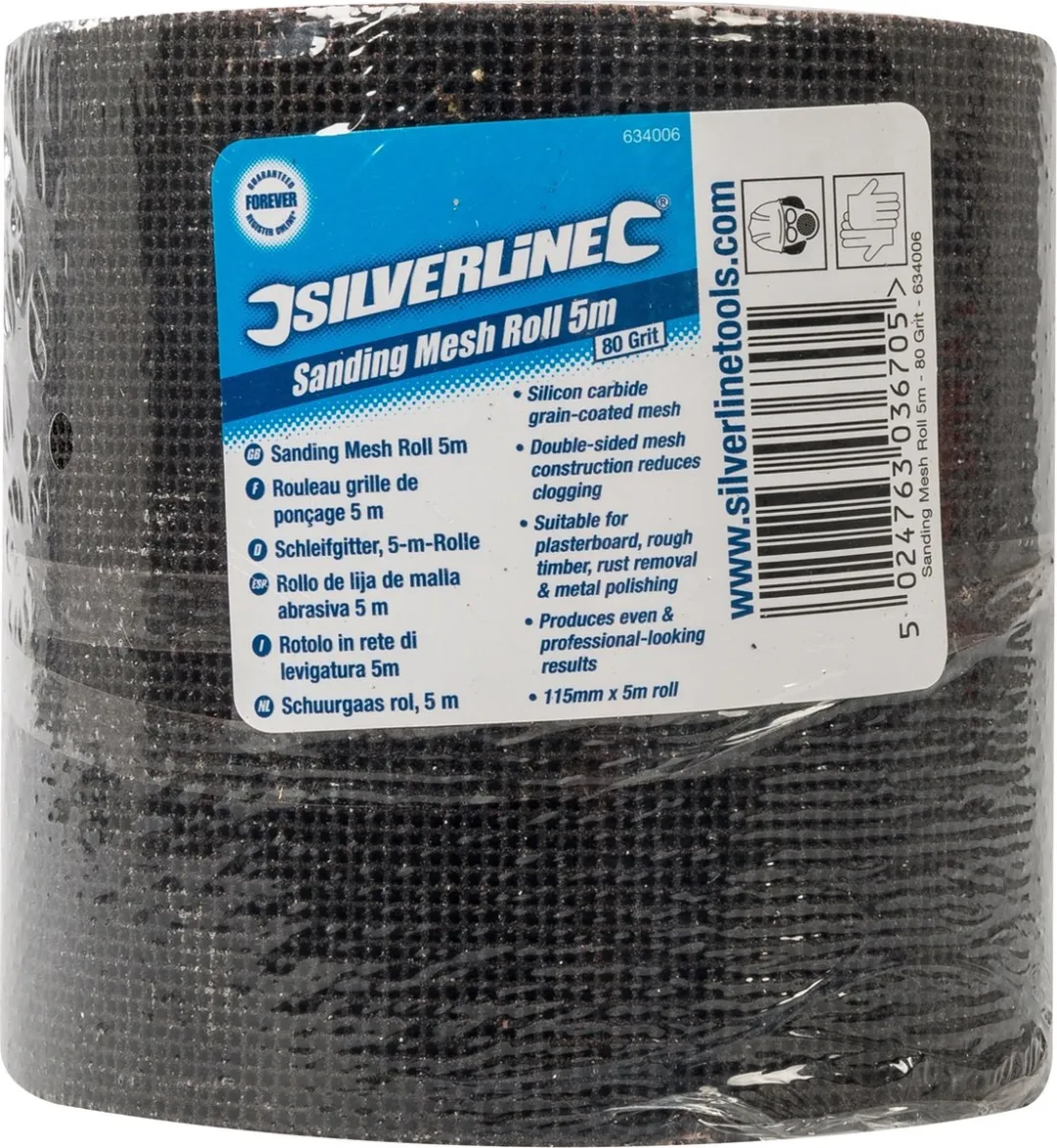 Silverline Schuurgaas Rol 80 Korrel - 5m x 115mm