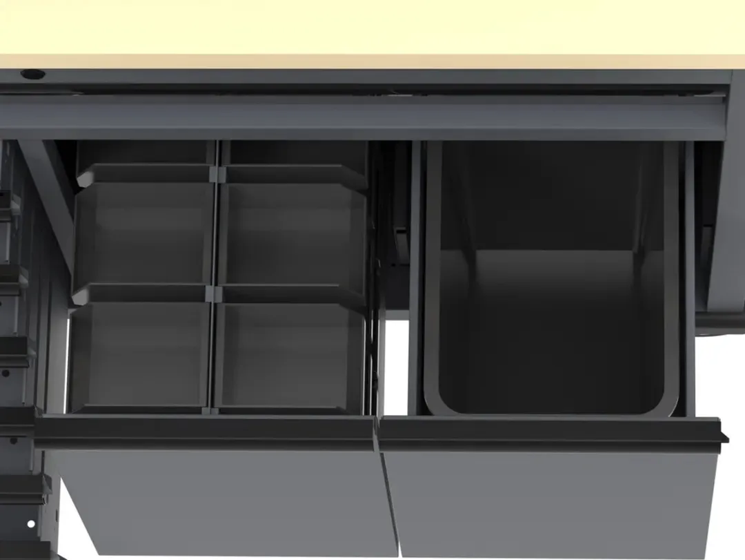 HBM Verrijdbare Werkbank 136cm - 7 Lades - Grijs