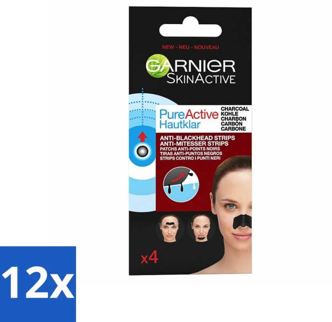 Garnier Pure Active Anti-Mee-Eters Strips Charcoal 12x4