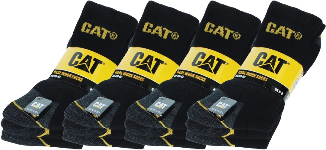 Caterpillar Heren Werksokken 12 Paar - Katoen Zwart 46-50