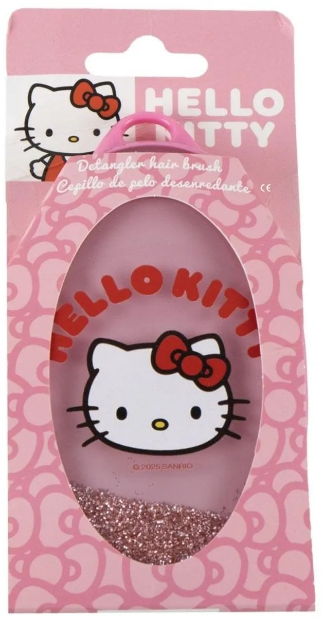 Hello Kitty Roze Glitter Haarborstel 13cm - afbeelding 6 van 6