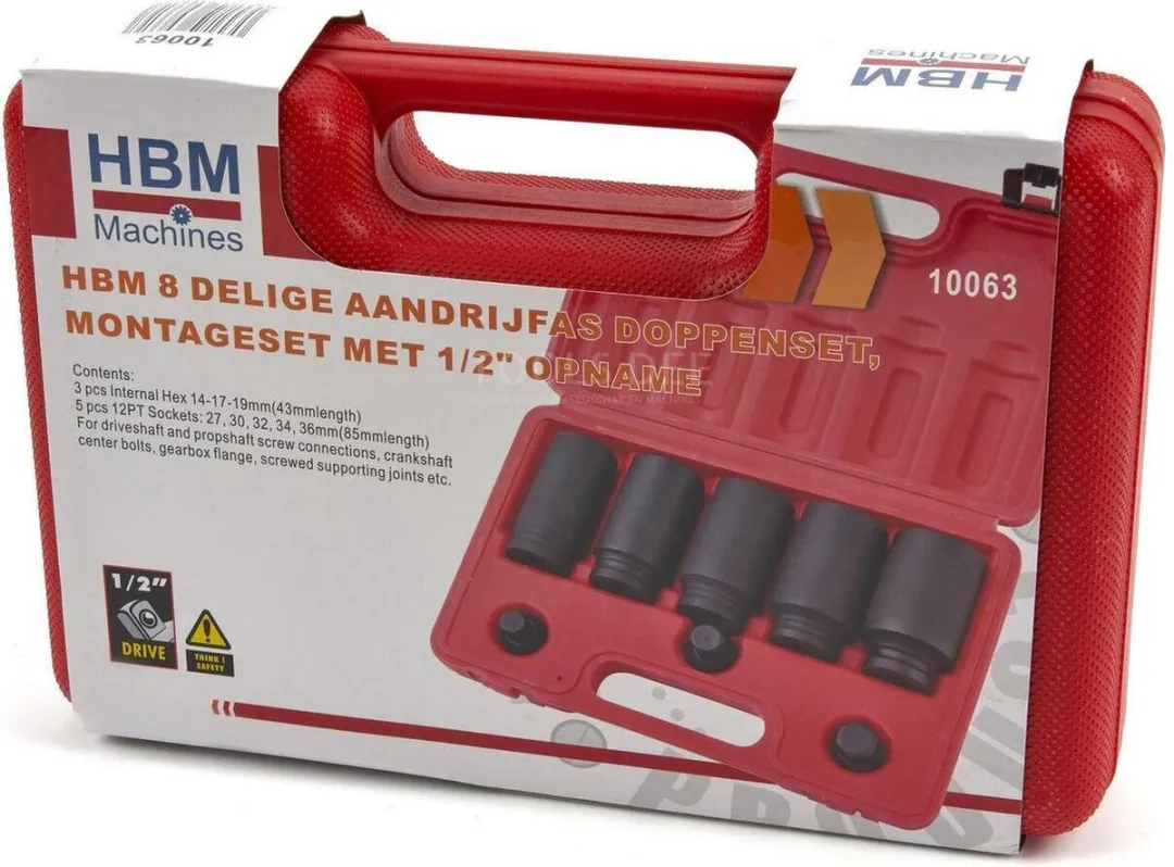 HBM 8-delige Aandrijfas Doppenset 27mm
