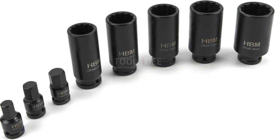 HBM 8-delige Aandrijfas Doppenset 27mm