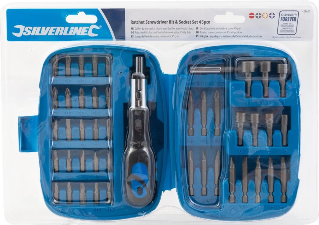 Silverline Ratelschroevendraaier 427611 - 46-delige bit set