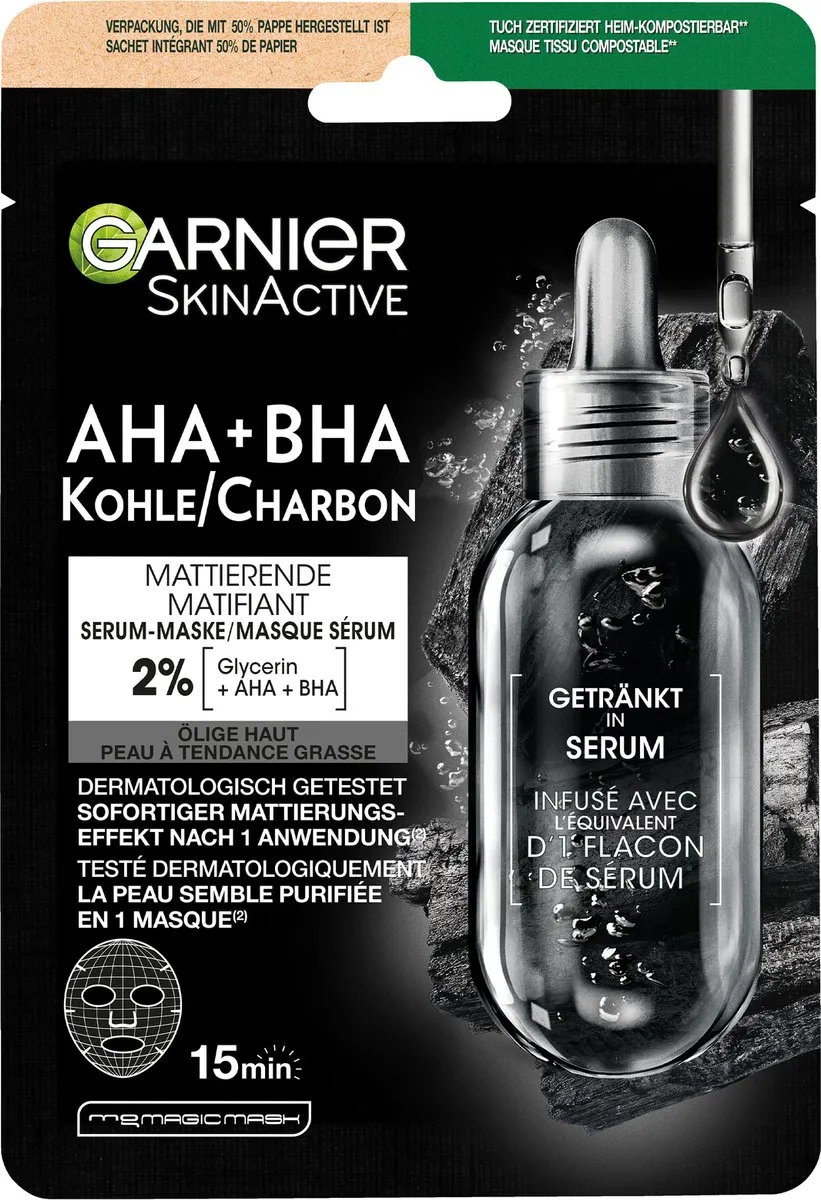 Garnier SkinActive Charcoal Tissue Masker 28g