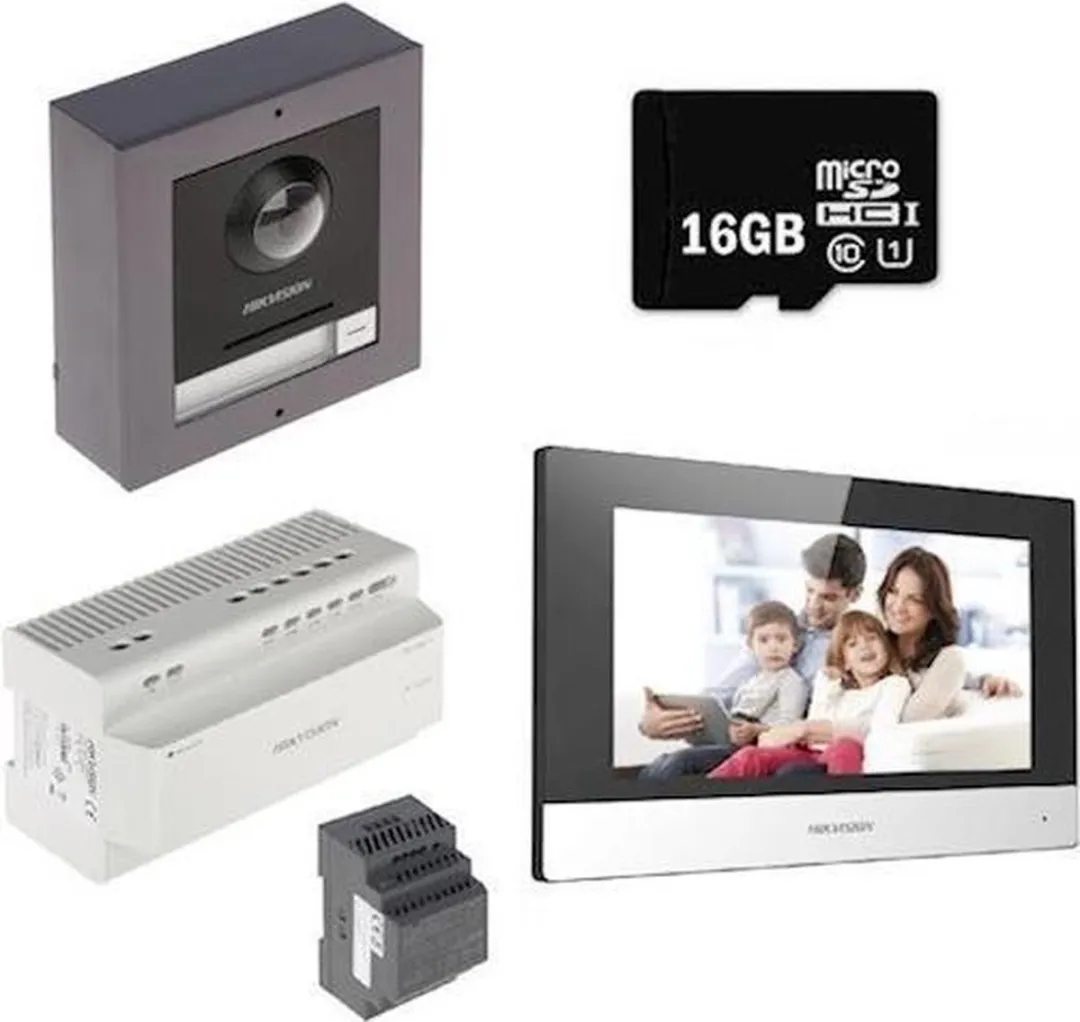 Hikvision DS-KIS702 Complete Video Intercomset - 1 Ontvanger - 12 Melodieën - Zwart/Zilver
