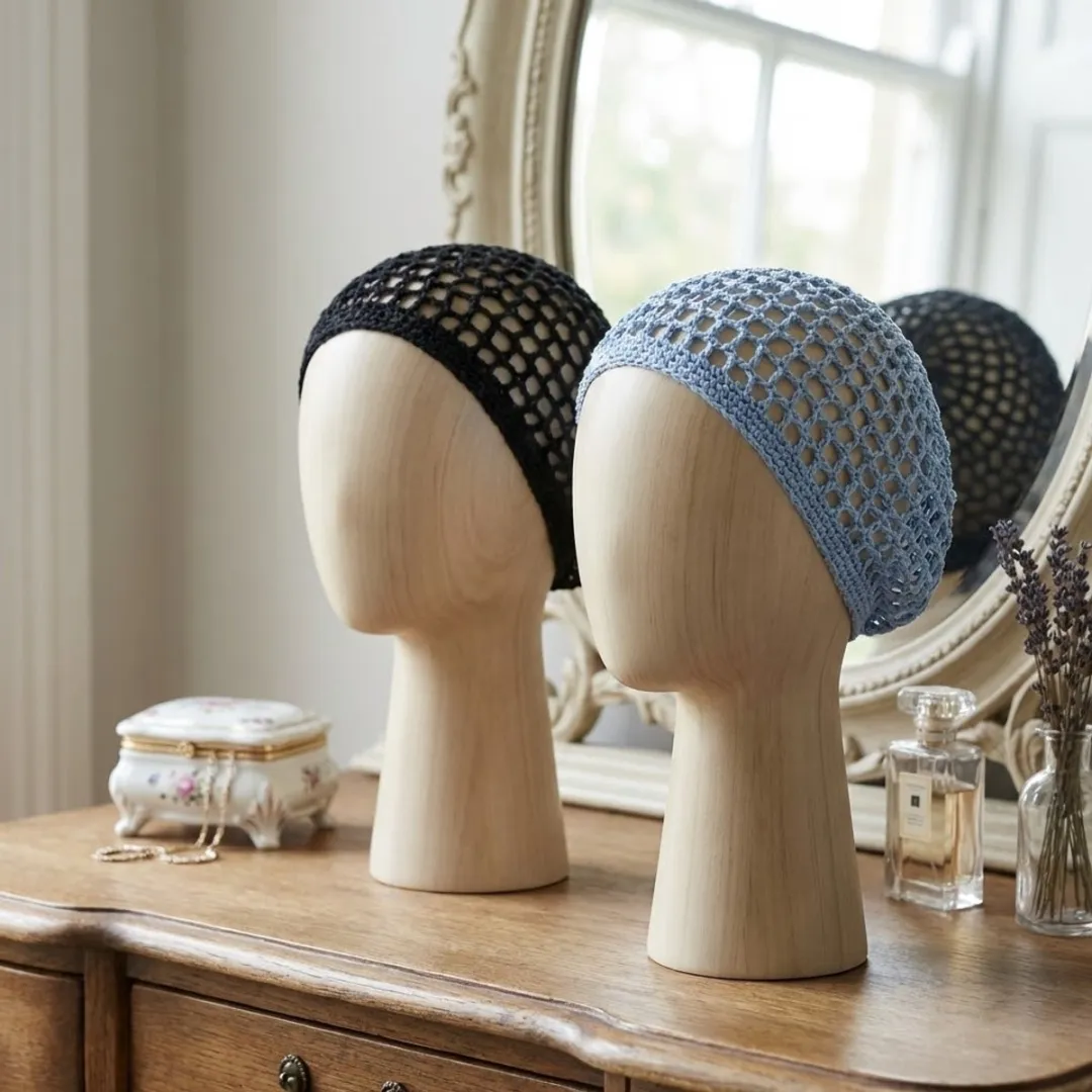 Nuvex Gehaakte Haarnetjes - 2 Stuks - Zwart & Lichtblauw