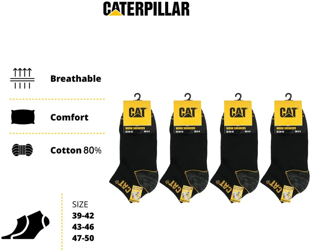 Caterpillar Korte Werksokken Heren - 12 Paar - Zwart