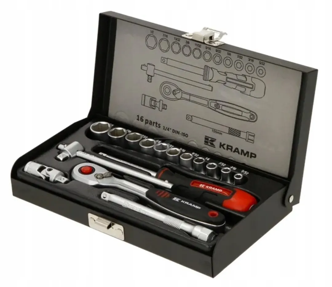 Kramp 16-delige 1/4" Dopsleutelset met ratel