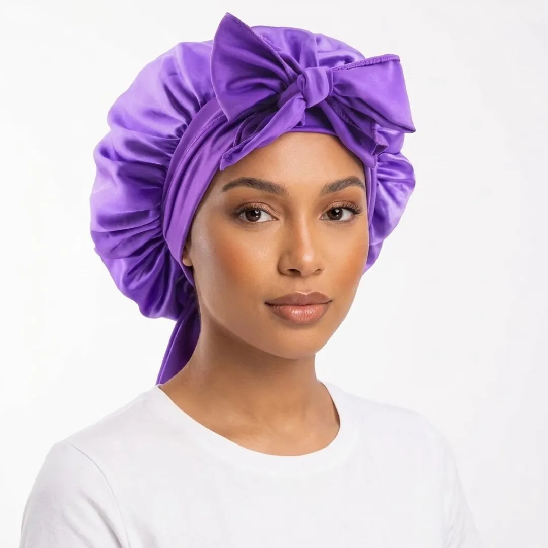 NuveX Paars Satin Haarbonnet