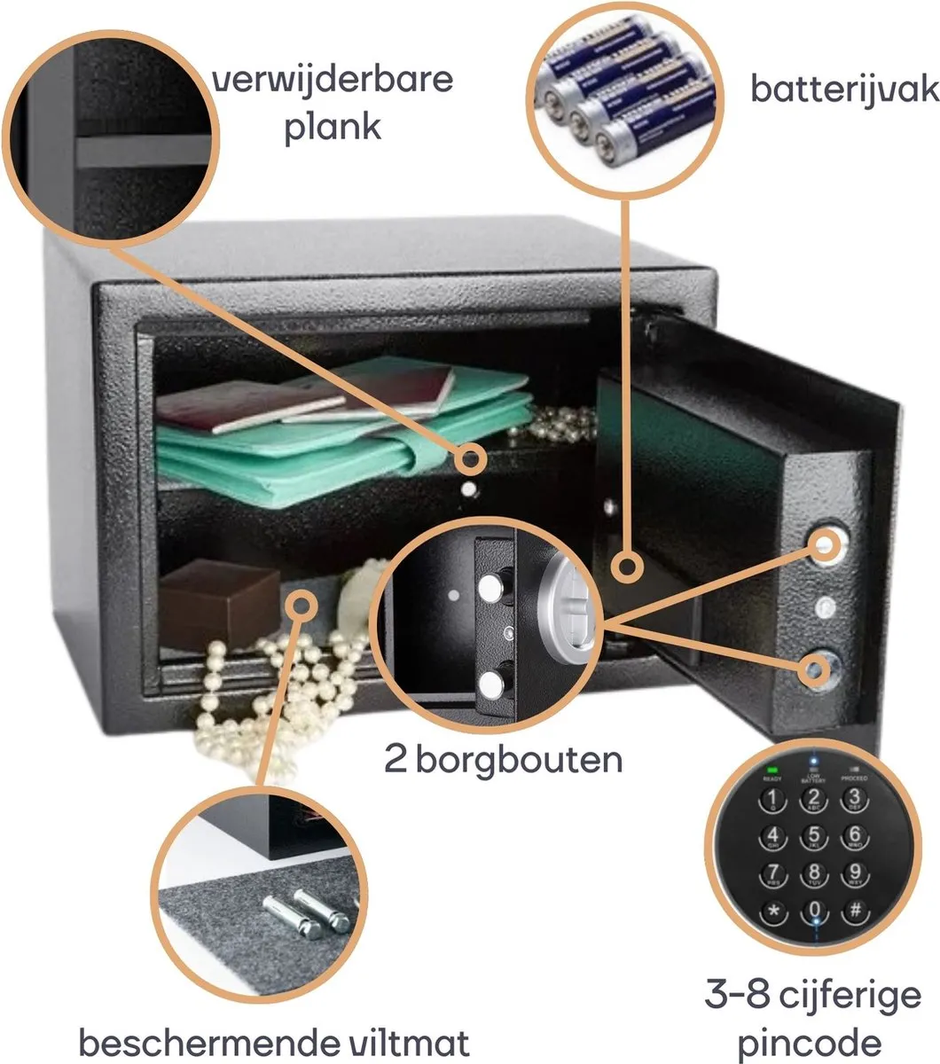 Perel Elektronische Kluis 20x31x20cm - 8.5L - Divers - afbeelding 6 van 6