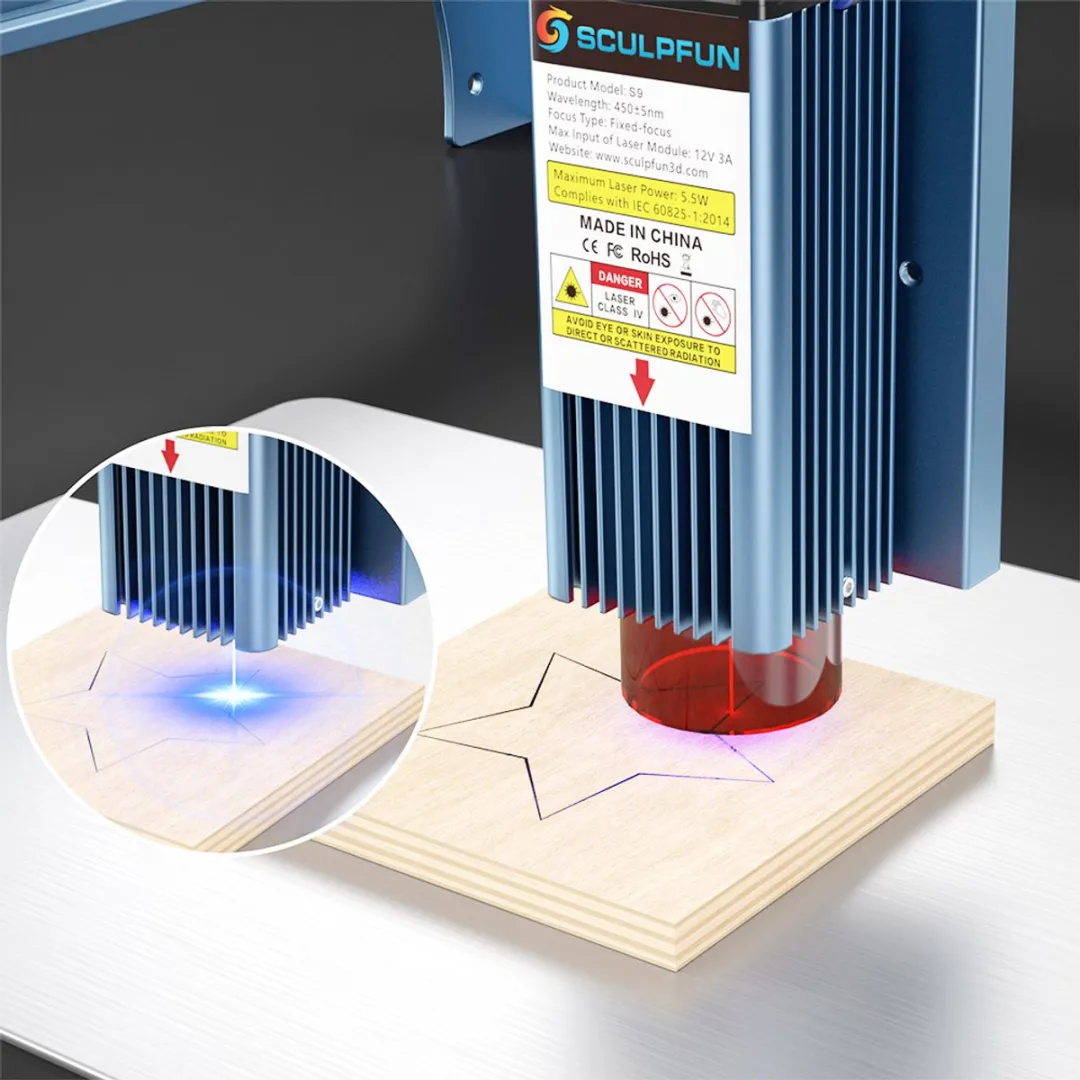 Laser Graveermachine - Sculpfun S9 Graveermachine - Graveermachine - Laser cutter - Hout Acryl Laser Snijmachine - Ultra Dunne Laser