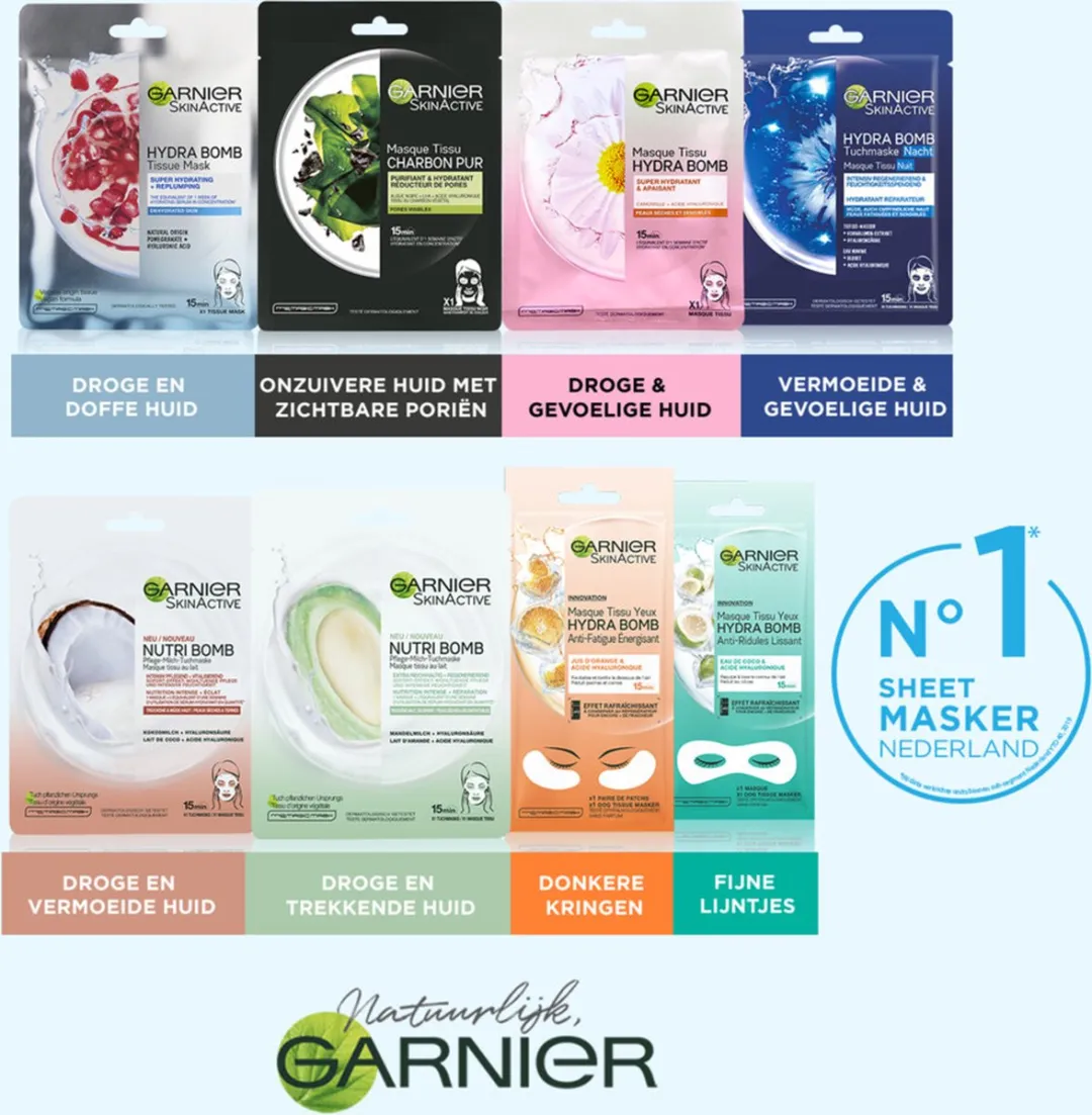 Garnier SkinActive Tissue Masker Hydraterend & Regulerend - 6 Stuks