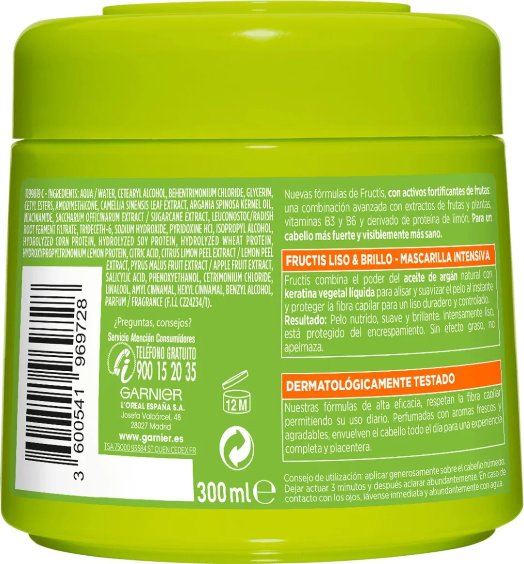 Garnier Haarmasker Hidra Liso 300ml