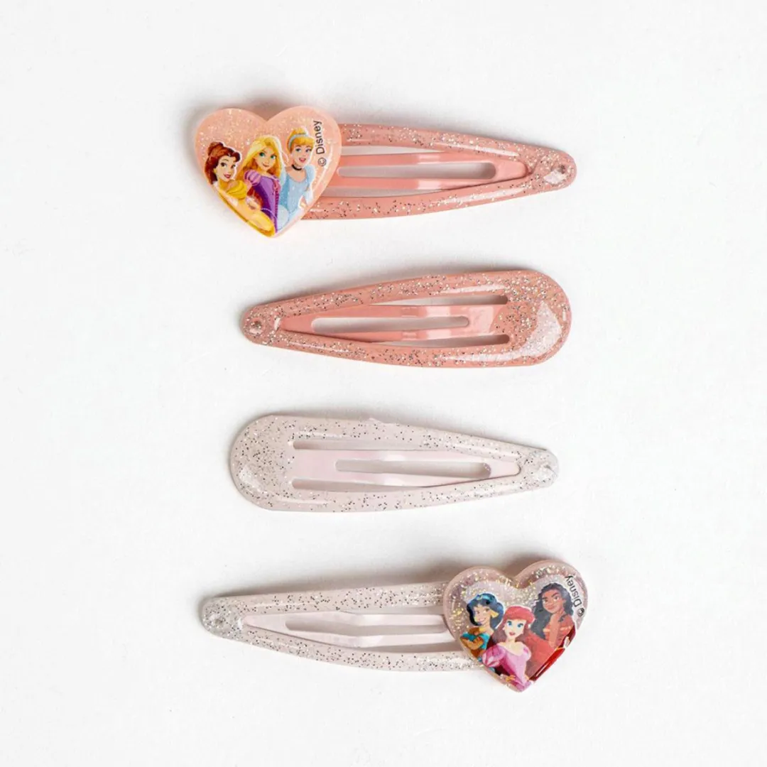 Disney Princess Hart Haarclipset - 4 Stuks - Roze/Wit