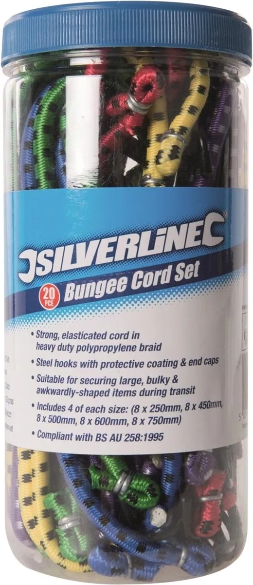 Silverline Elastische Spanbanden 20-delig 25-75cm - 20 Stuks