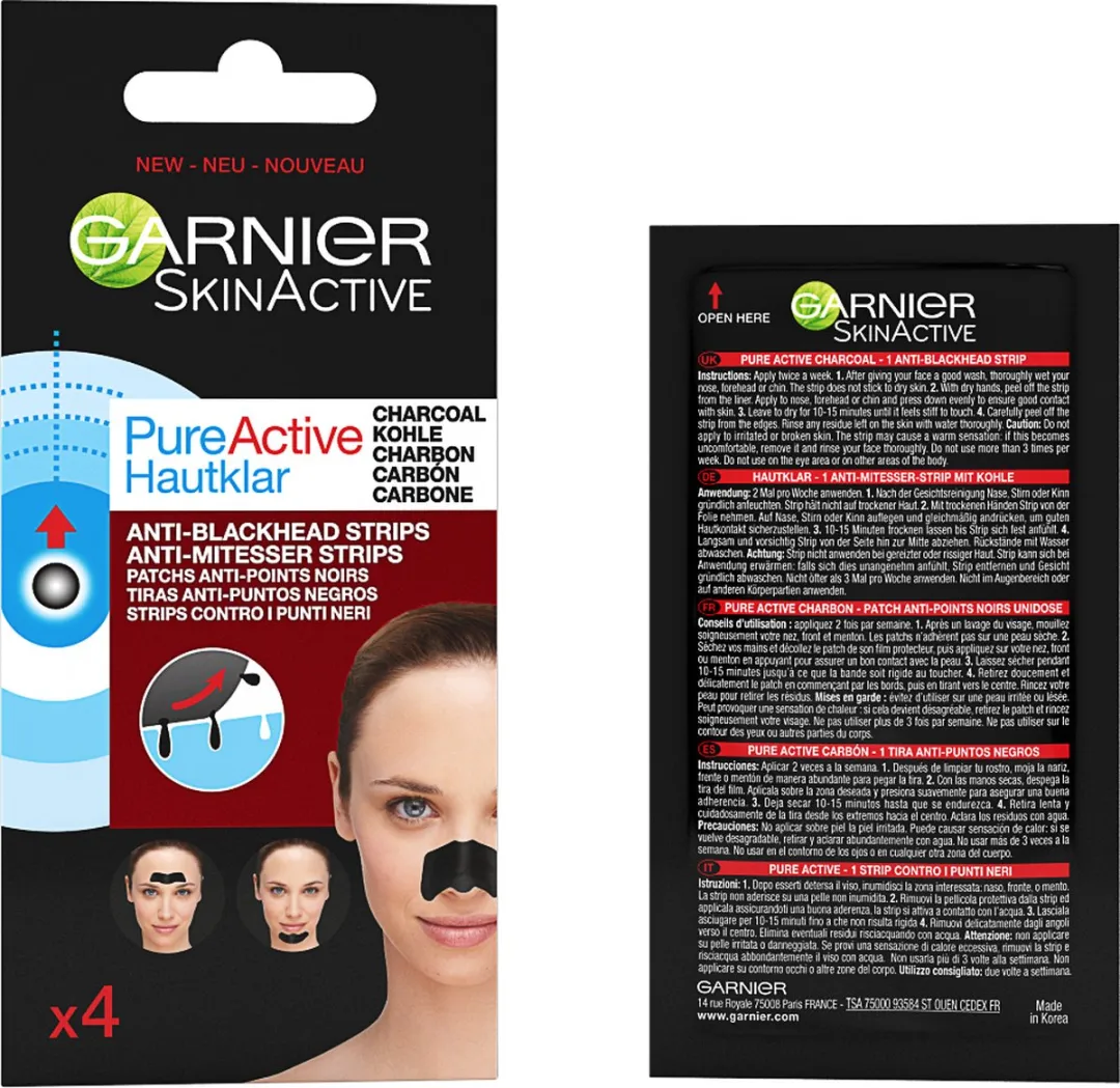 Garnier SkinActive PureActive Neusstrips Houtskool - 12 Stuks